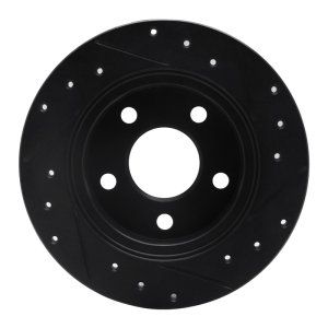 Ford Taurus SHO Brake Rotor (1) - Rear Left - R1 Concepts - Drilled & Slotted - Black - `93-`05